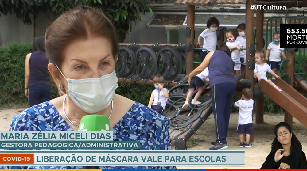 Colégio Santa Amália é destaque na TV Cultura com cuidados e preparo na flexibilização no uso de máscaras